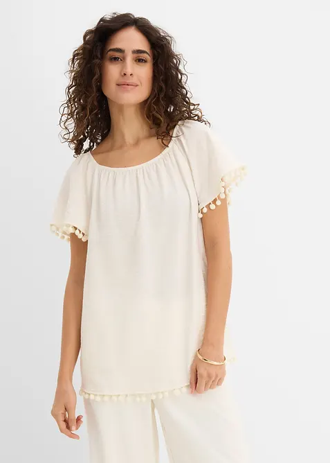 Bluse aus softem Viskose-Mix in weiß von vorne (im Anschnitt) - bonprix