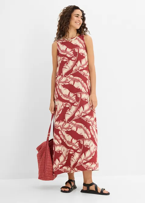 Weites Kleid mit All-Over-Print aus Viskose-Mix in rot im Look von vorne (Totalaufnahme) - bonprix
