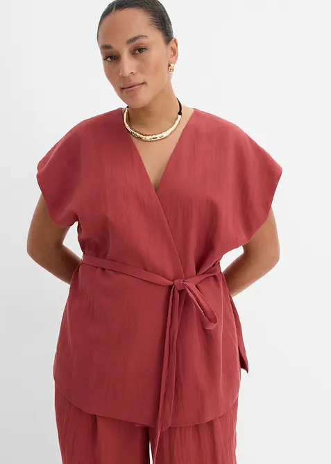 Westentop mit Gürtel in rot von vorne (im Anschnitt) - bonprix