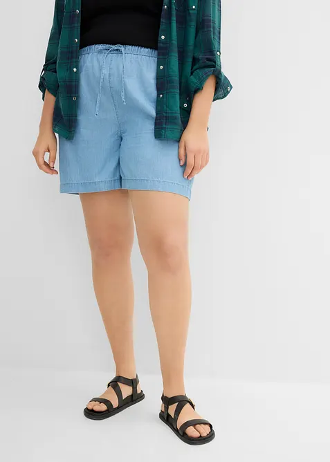 Leichte Jeans-Shorts Mid Waist, Bequembund in blau von vorne - bonprix