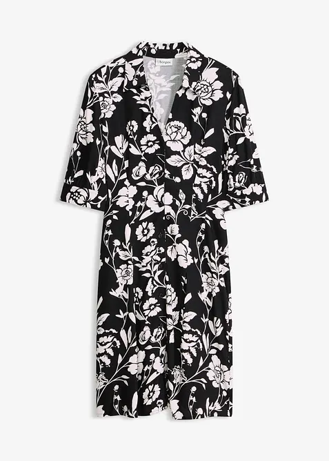 Blusenkleid aus fließender Viskose in schwarz von vorne - bonprix