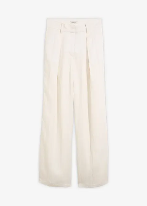 Sommerliche Bundfaltenhose in weiß von vorne - bonprix