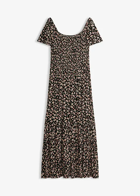 Maxikleid aus fließendem Viskose-Mix in schwarz von vorne - bonprix
