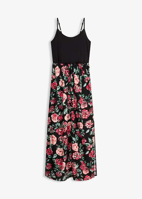 Maxikleid aus fließender Viskose in schwarz von vorne - bonprix