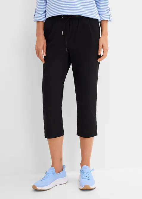 3/4- Hose mit Bindeband in schwarz von vorne - bonprix
