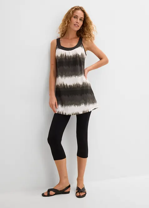Kleid+Capri-Leggings (2-tlg. Set) in schwarz von vorne (Totalaufnahme) - bonprix