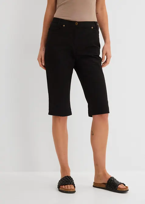 Bermuda mit Bequembund aus Baumwoll-Mix in schwarz von vorne - bonprix