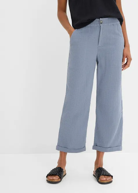 Musselin-Culotte aus reiner Baumwolle in blau von vorne - bonprix