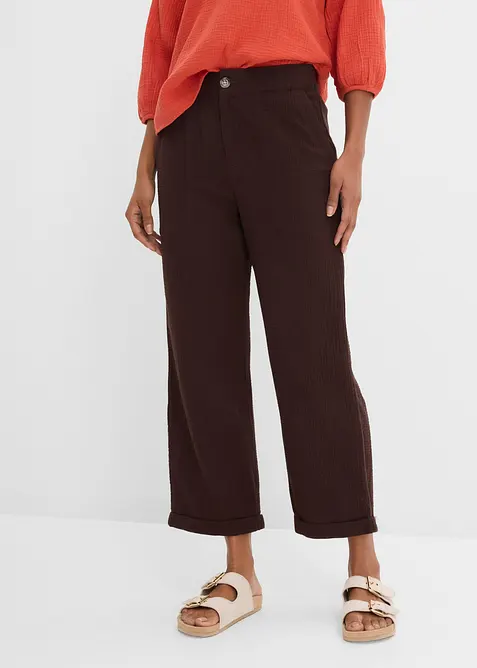 Musselin-Culotte aus reiner Baumwolle in braun von vorne - bonprix