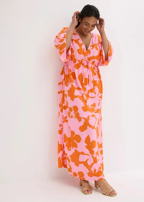 Maxikleid aus fließender Viskose in lila von vorne (Totalaufnahme) - bonprix