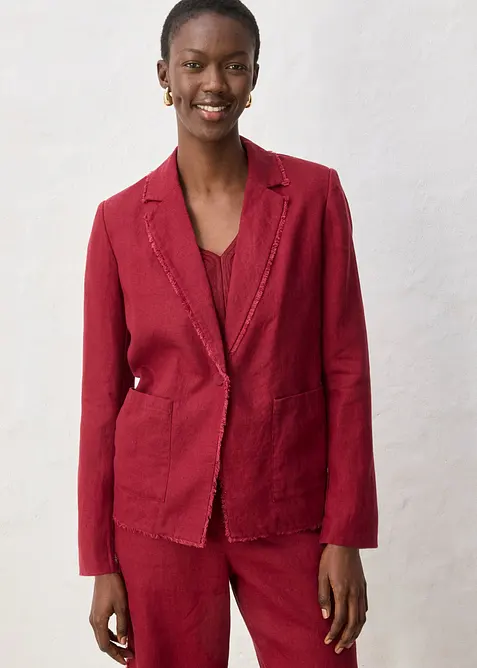 Blazer aus reinem Leinen in rot von vorne (im Anschnitt) - bonprix