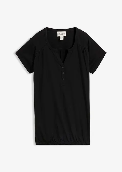 Baumwoll-Shirt, Kurzarm in schwarz von vorne - bonprix