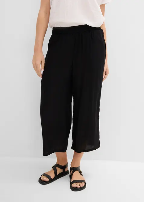 3/4-Hose mit Bequembund aus Viskose in schwarz von vorne - bonprix