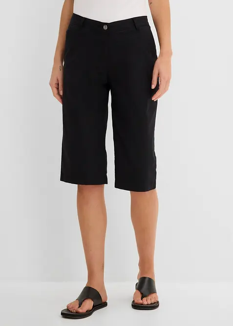 Long-Bermuda aus Baumwoll-Mix in schwarz von vorne - bonprix