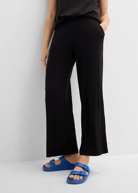 Jersey- Hose aus fließendem Viskose-Mix in schwarz von vorne - bonprix