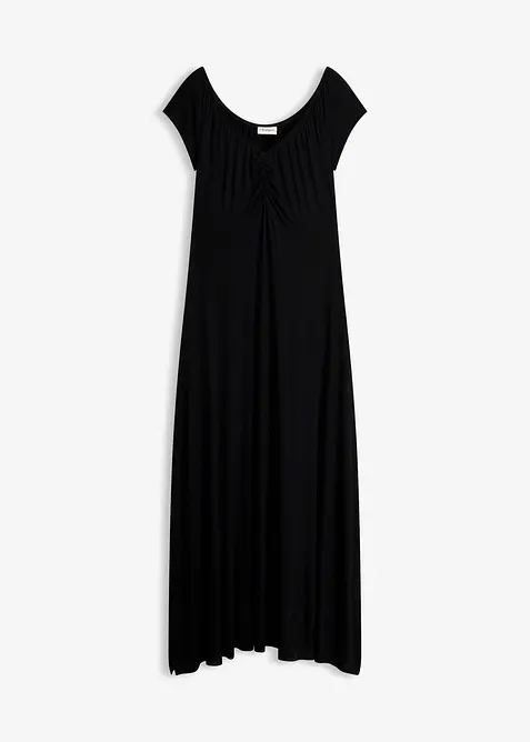 Maxikleid aus Viskose-Mix in schwarz von vorne - bonprix