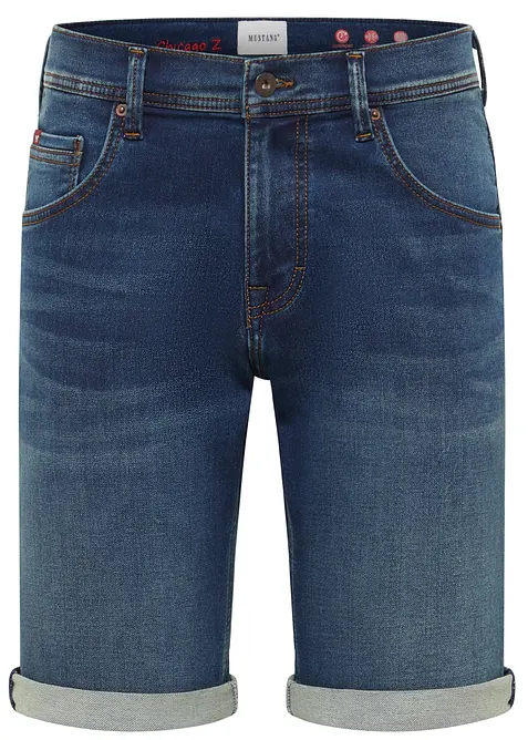 Mustang Chicago Slim Fit Stretch-Bermuda in blau von vorne - bonprix