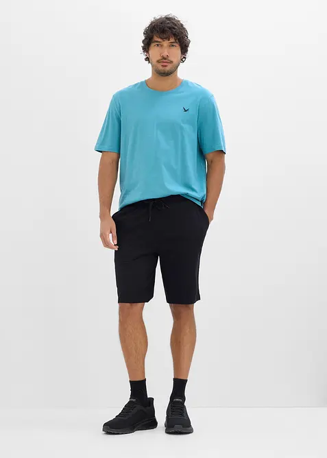 T-Shirt und Shirt-Bermuda (2-tlg.Set) in blau von vorne (Totalaufnahme) - bonprix