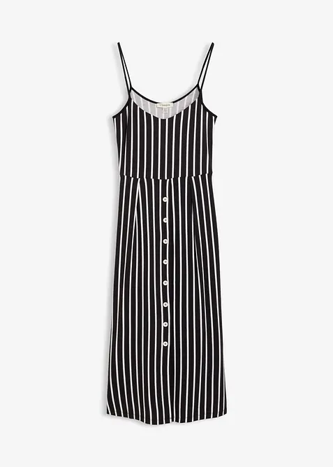 Midikleid aus elastischem Viskose-Mix in schwarz von vorne - bonprix