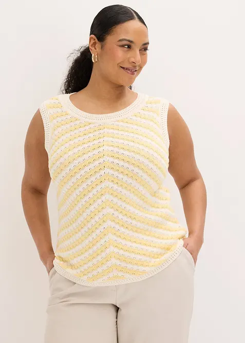 Stricktop in gelb von vorne (im Anschnitt) - bonprix