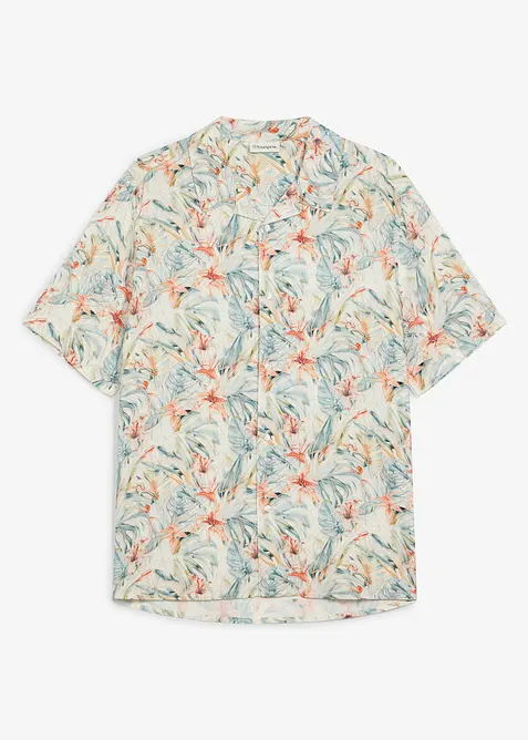 Kurzarmhemd aus Viskose in Regular Fit in beige von vorne - bonprix