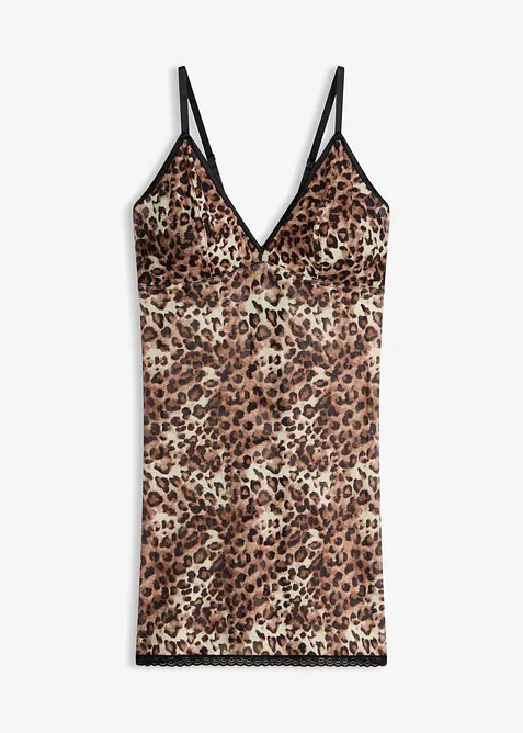 Kleid aus Leo Mesh in schwarz von vorne - bonprix