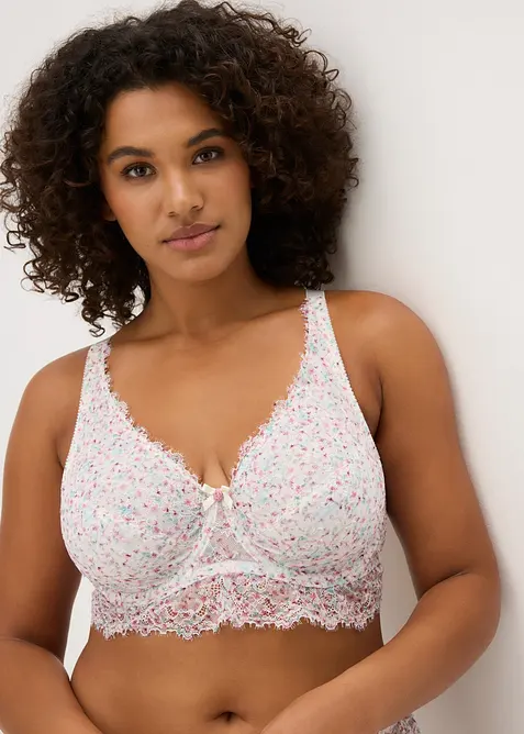 Minimizer-BH aus zarter Spitze in weiß von vorne (im Anschnitt) - bonprix