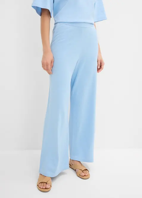 Culotte aus sommerlichem Strick in blau von vorne - bonprix