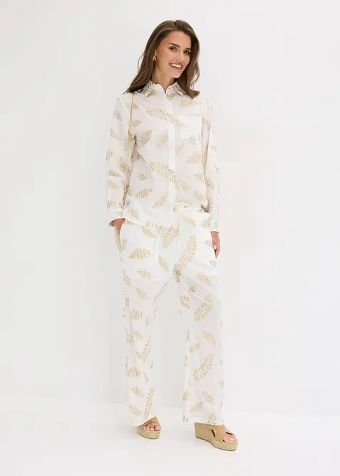 Bluse aus reiner Baumwolle mit Stickerei in weiß im Look von vorne (Totalaufnahme) - bonprix