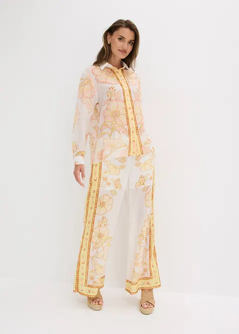 Palazzo-Hose in weiß im Look von vorne (Totalaufnahme) - bonprix
