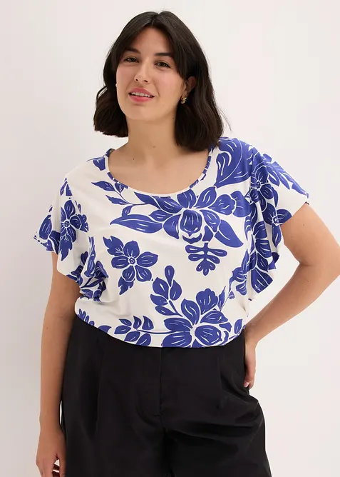 Shirt aus softem Viskose-Mix in weiß von vorne (im Anschnitt) - bonprix
