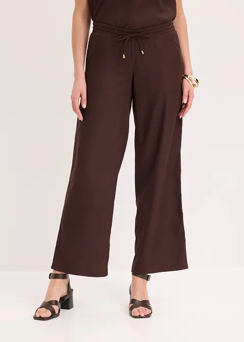 Marlenehose mit Leinenmischung in braun von vorne - bonprix