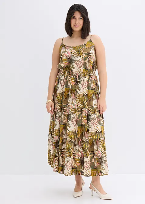 Maxikleid aus fließender Viskose in grün von vorne (Totalaufnahme) - bonprix