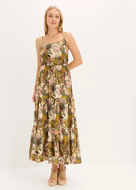 Maxikleid aus fließender Viskose in grün von vorne (Totalaufnahme) - bonprix