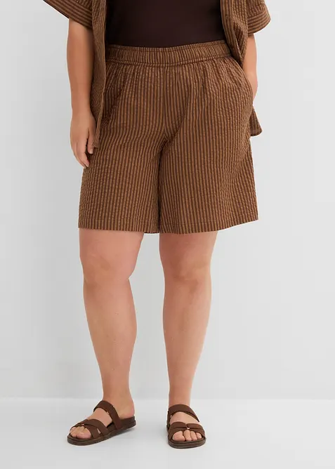 Schlupf-Shorts aus reiner Baumwolle in braun von vorne - bonprix