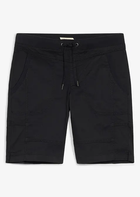 Stretch-Bermuda mit Dehnbund in Regular Fit in schwarz von vorne - bonprix