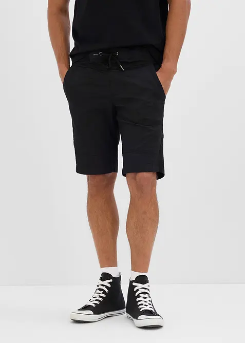Stretch-Bermuda mit Dehnbund in Regular Fit in schwarz von vorne - bonprix
