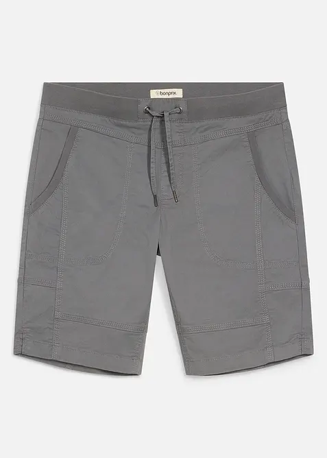 Stretch-Bermuda mit Dehnbund in Regular Fit in grau von vorne - bonprix