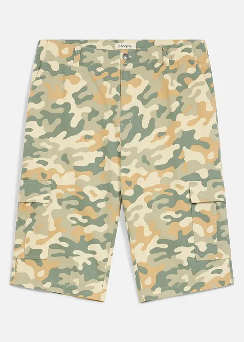 Cargo-Longbermuda, Loose Fit in beige von vorne - bonprix