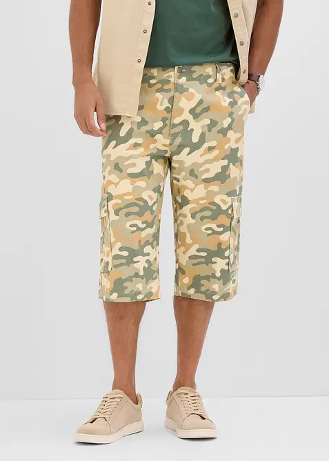 Cargo-Longbermuda, Loose Fit in beige von vorne - bonprix