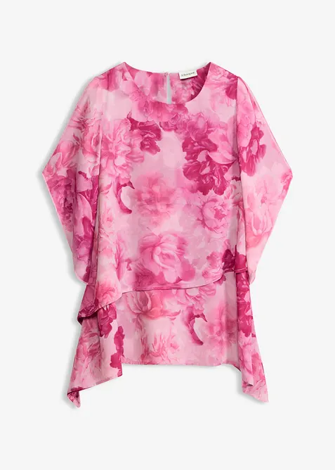 Zipfelbluse im Lagen-Look in rosa von vorne - bonprix