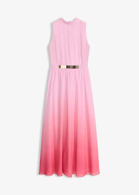 Chiffonkleid mit Kragen und Taillen-Einsatz in rosa von vorne - bonprix