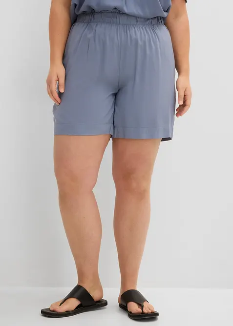 Schlupf-Shorts aus Viskose in blau von vorne - bonprix