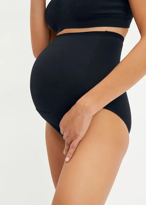 Umstandsslip mit Bio-Baumwolle (2er Pack) in schwarz von vorne - bonprix