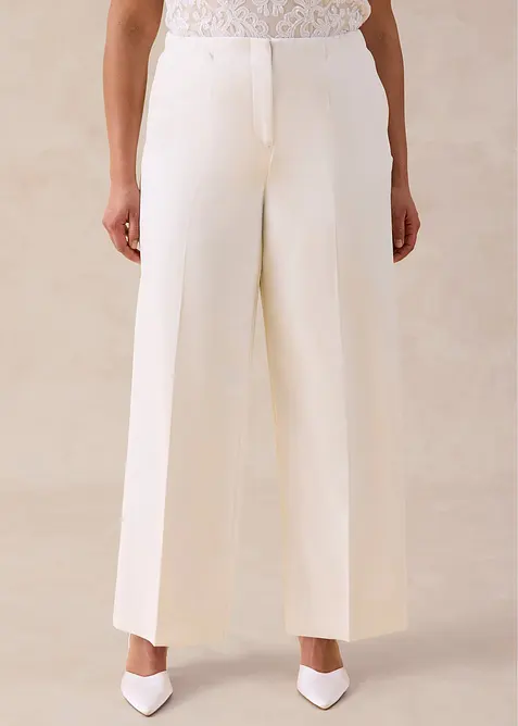 Marlenehose in weiß von vorne - bonprix
