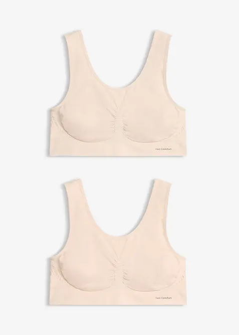 Feel Comfort Seamless Bustier (2er Pack) in beige von vorne - bonprix