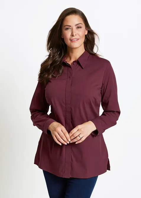 Long-Stretch-Bluse in rot von vorne (im Anschnitt) - bonprix