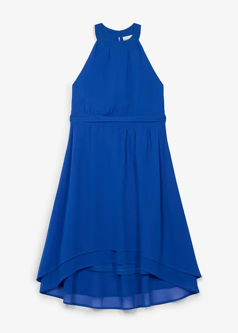Vokuhila-Kleid aus Chiffon in blau von vorne - bonprix