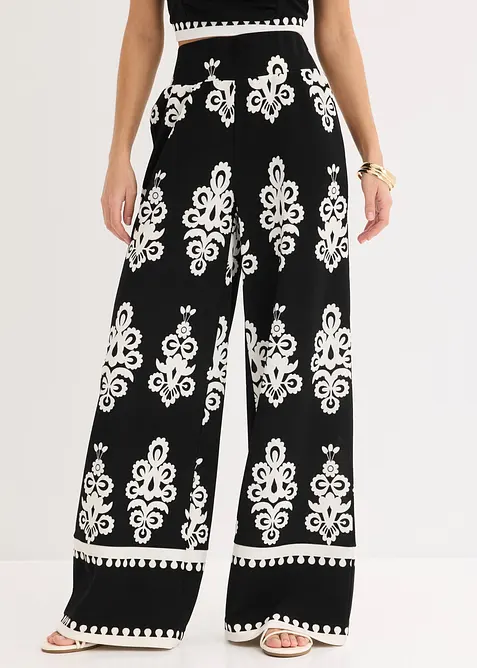 High-Waist Jersey-Hose in schwarz von vorne - bonprix