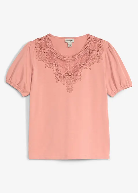 Shirt aus elastischer Baumwolle in rosa von vorne - bonprix